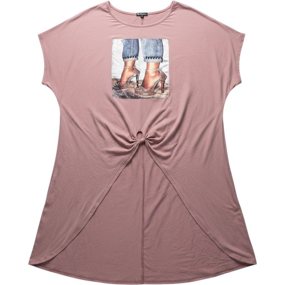 Top Fashion Of NY Dress Womens 3X Pink Solid Short Sleeve Graphic T-Shirt Tunic
